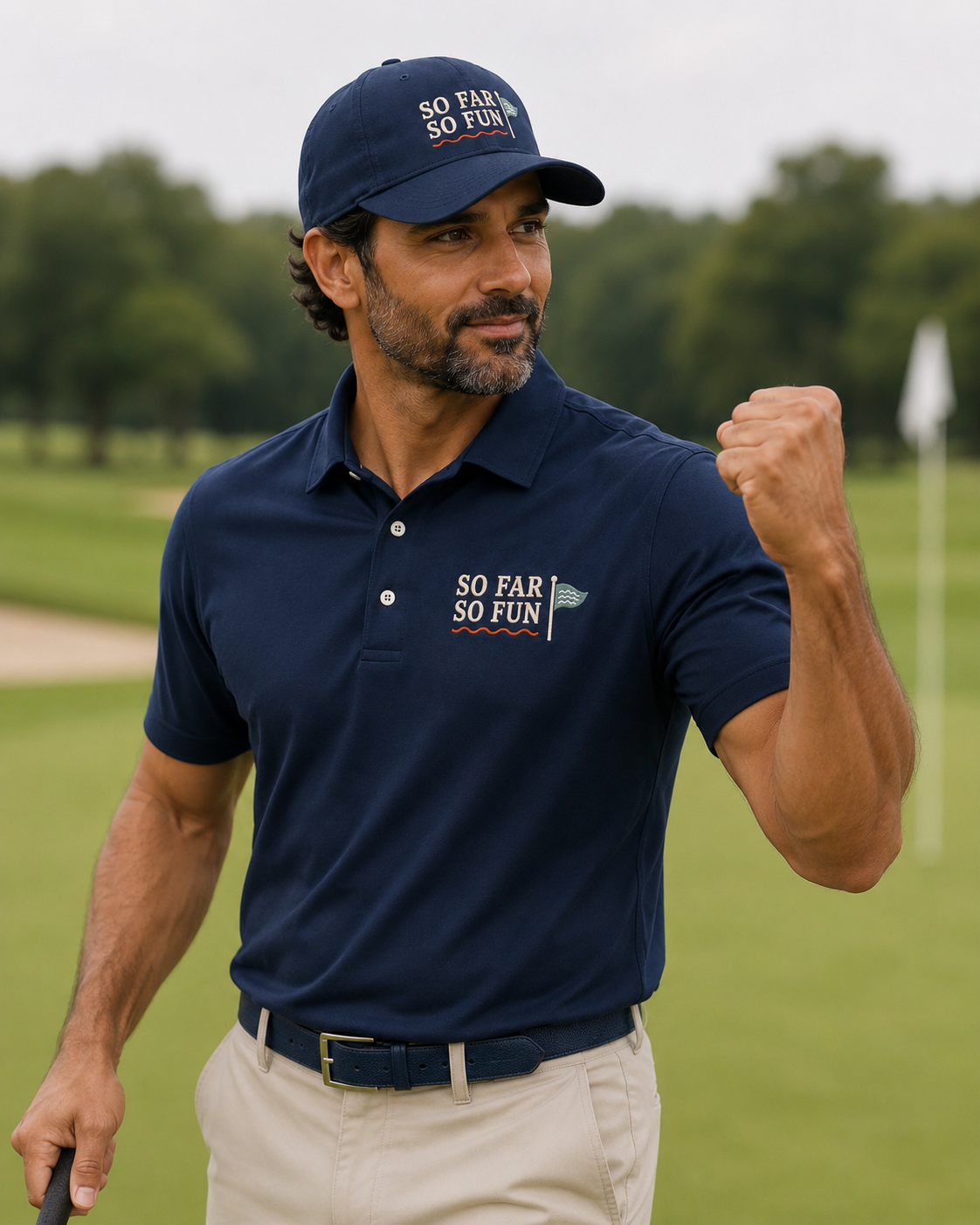 Men’s So Far So Fun Nike Dri FIT Golf Polo